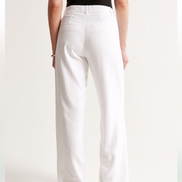 Abercrombie & Fitch Low Rise White Tailored Linen-Blend Wide Leg Pant Size 4 NWT - Picture 2 of 10
